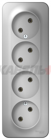 BLANCA О/У РОЗЕТКА 4-ая без заземления без шторок, ИЗОЛ.ПЛ., 16А, 250В, АЛЮМИНИЙ