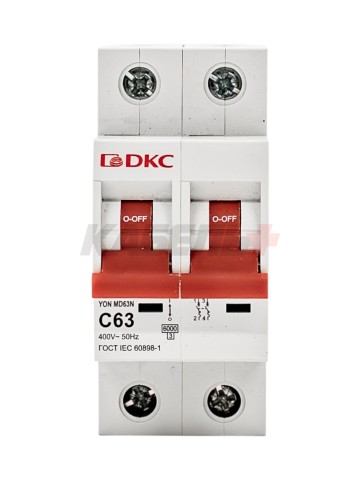 Автоматический выключатель YON max типа MD63N, 6кА, 2 полюса, хар-ка C, 63А DKC