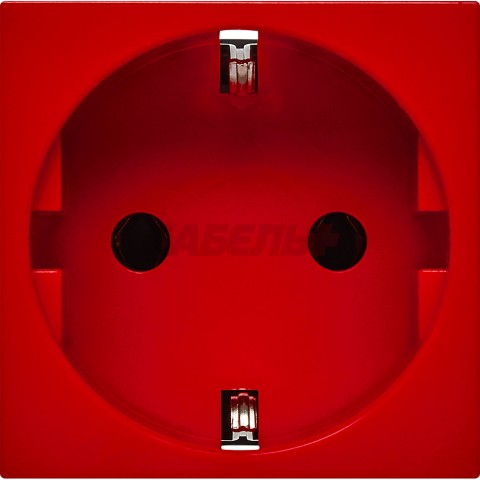 Розетка с заземляющим контактом без защитной шторки и винтовым зажимом (2 модуля) красная