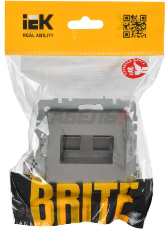 BRITE Розетка компьютерная двойная RJ45 кат.6 РК11-2-БрС сталь IEK