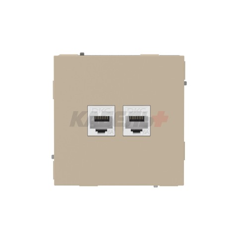 Компьютерная розетка RJ-45 без шторки, кат.6А двойная, KANT, ванильный марципан DKC