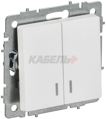 BRITE Выключатель 2-клавишный с индикацией 10А ВС10-2-1-БрАБ арктический белый IEK