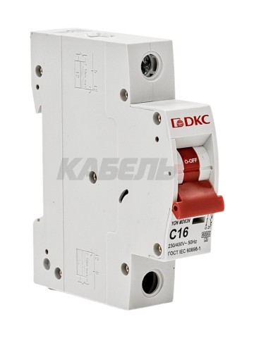 Автоматический выключатель YON max типа MD63N, 6кА, 1 полюс, хар-ка C, 16А DKC