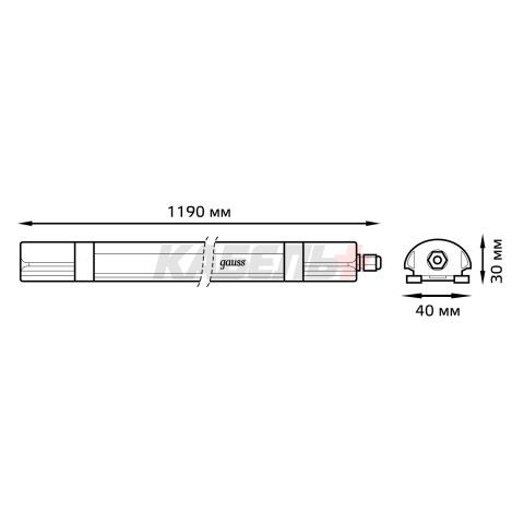 Светильник светодиодный Gauss IP65 1190*40*30мм 36Вт 3630lm 6500К 185-265V ULTRACOMPACT линейный матовый 1/20