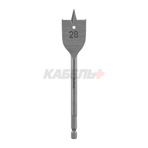 Сверло перовое по дереву 28х152 мм (шестигранный хвостовик) Kranz