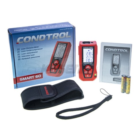 Дальномер лазерный SMART 60 (Красный - 60 м / +- 1,5 мм / 2хААА / Чехол), CONDTROL