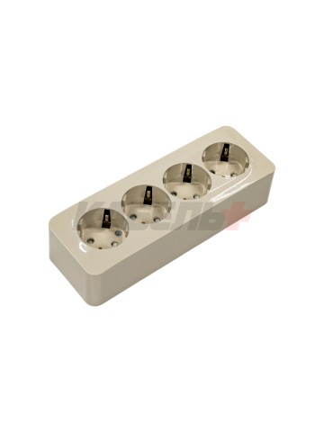 BLANCA О/У РОЗЕТКА 4-я с заземлением со шторками, ИЗОЛ.ПЛ., 16А, 250В, БЕЖЕВЫЙ