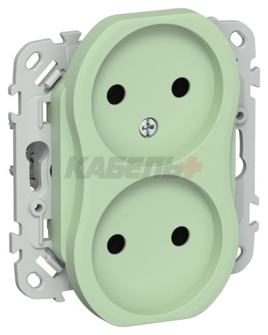 FLITE Розетка 2-местная без заземления без защитных шторок 10А РС02-0-ФлФ фисташковый IEK