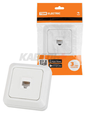 Розетка компьютерная (RJ-45) открытой установки IP20, белая "Ладога" TDM
