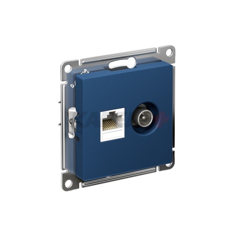 ATLASDESIGN РОЗЕТКА двойная ТВ + компьютерная RJ45 кат. 5e, механизм, АКВАМАРИН