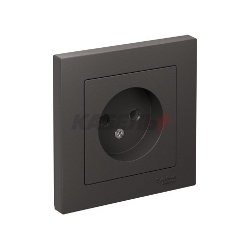 ATLASDESIGN РОЗЕТКА без заземления без шторок, 16А, в сборе, БАЗАЛЬТ