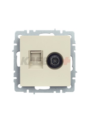 BRITE Розетка двойная TV+RJ45 кат.5E РТВ/РК12-БрКр бежевый IEK