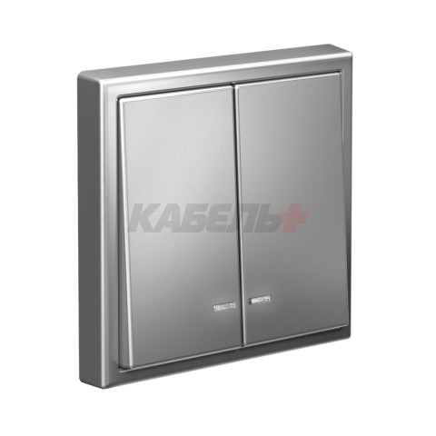 ARTGALLERY 2-клавишный ВЫКЛЮЧАТЕЛЬ с подсветкой, сх.5а, 10АХ, механизм, быстрозажим. клем., СТАЛЬ