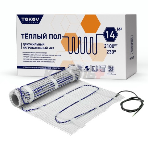 Комплект "Теплый пол" (мат) 150Вт/кв.м 14кв.м TOKOV ELECTRIC TKE-MAT150-2100-14.