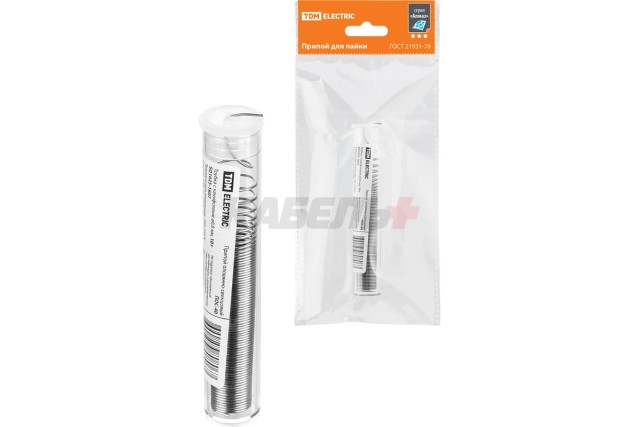 Припой ПОС 40, трубка с канифолью, ГОСТ 21931-76, Ø0,8 мм, 10 г, колба, серия "Алмаз" TDM