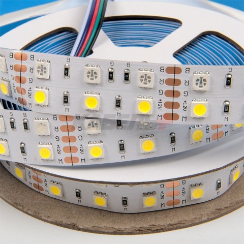 Лента светодиодная GLS-5050-120-28.8-12-IP20-RGB+4 двухрядная