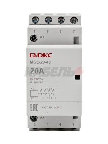 Контактор модульный YON max типа MCE, 4P, 20A, 240В, 4НО DKC
