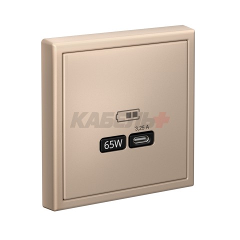 ARTGALLERY USB РОЗЕТКА тип-С 65Вт высокоскор.заряд. QC, PD, механизм, ПЕСОЧНЫЙ