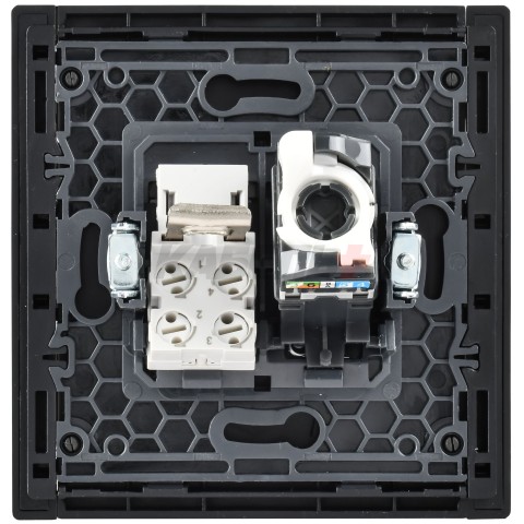FORTE&PIANO Розетка двойная RJ11+RJ45 кат.5E FP635M металл шампань IEK