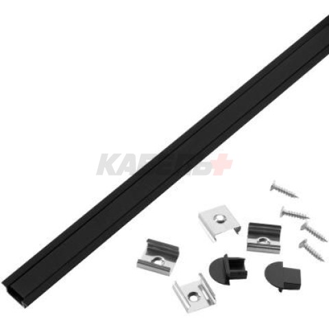 Профиль GAL-GLS-2000-7-22-B-B, ЧЁРНЫЙ (2м профиль+2м ЧЁРНЫЙ РАССЕИВАТЕЛЬ+2заг.+4 скб.с шур.) ВРЕЗНОЙ