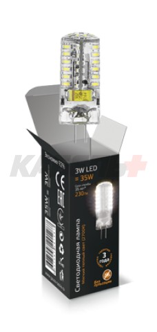 Лампа Gauss LED G4 AC85-265V 3W 2700K 1/20/200