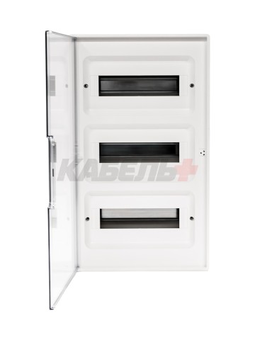 Щиток 36 мод настенный FRAME, белый с прозрачной дверцей, с 4 шинами PEN (2шт на 8 отв. и 2шт на 10 отв.) DKC