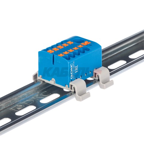 Блок распределительный, зажим push-in, 1 ввод 6 кв.мм, 10 точек подключения 2,5 кв.мм, синий DKC