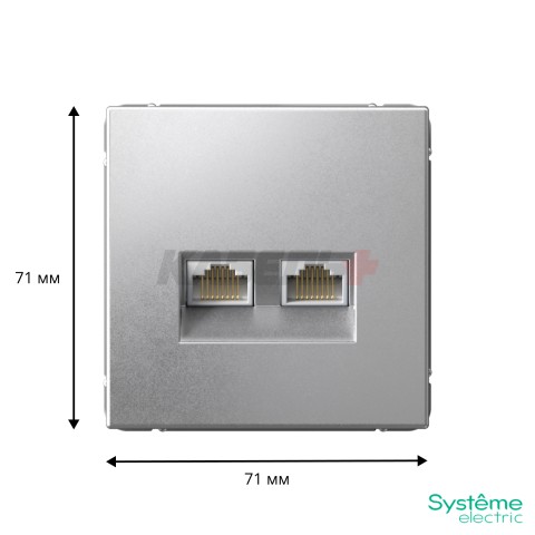 ARTGALLERY РОЗЕТКА двойная компьютерная RJ45+RJ45, кат.6А, механизм, АЛЮМИНИЙ