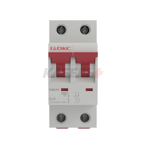 Модульный автоматический выключатель YON MB63, 2P, характеристика D, 40A, 6kA DKC