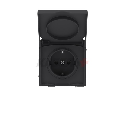 Розетка силовая, 2P+E, с з/ш, с крышкой, IP44, KANT, черный уголь DKC