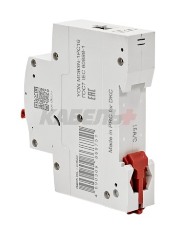 Автоматический выключатель YON max типа MD63N, 6кА, 1 полюс, хар-ка C, 16А DKC