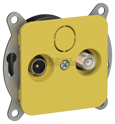 FLITE Розетка 2-местная TV+SAT экранированная проходная РТВс-2-1-2-ФлЖК желтый карри IEK