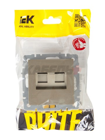 BRITE Розетка двойная RJ11+RJ45 кат.5E РК/Т12-БрШ шампань IEK