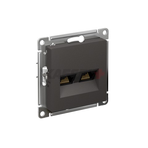 ATLASDESIGN РОЗЕТКА двойная компьютерная RJ45+RJ45 кат. 5e, механизм, БАЗАЛЬТ