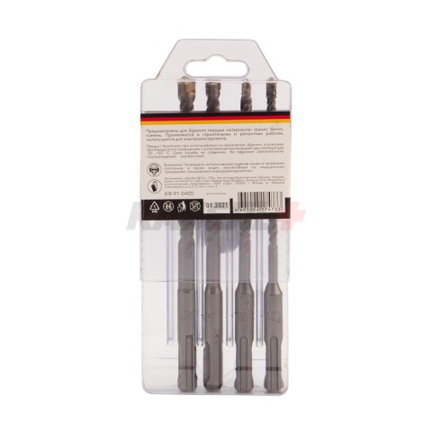 Набор буров по бетону 5-6-8-10х160х100мм, 4 шт, в пластиковой коробке SDS PLUS KRANZ