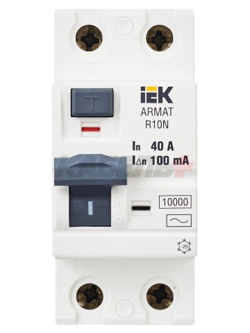 ARMAT Выключатель дифференциального тока R10N 2P 40А 100мА тип AC IEK