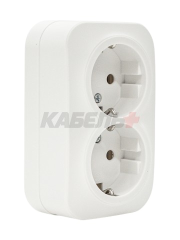 GLORY Розетка 2-местная для открытой установки с заземлением без защитных шторок 16А РС22-3-ХБм белый матовый IEK