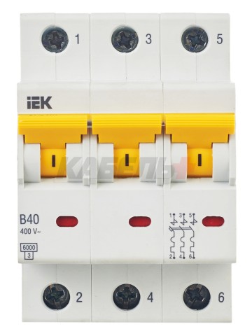 KARAT Автоматический выключатель ВА47-60M 3P B 40А 6кА IEK