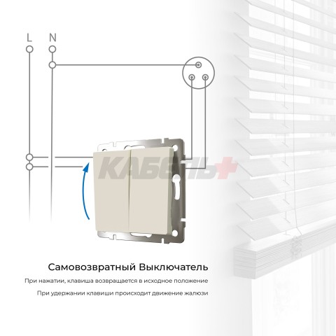 W1122462/ Выключатель двухклавишный с самовозвратом (айвори матовый)