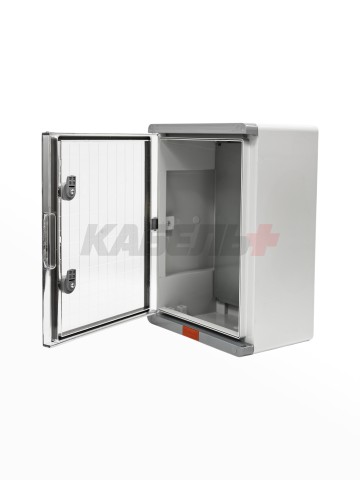 Пластиковый корпус 400х300х170 (ВхШхГ) прозрачная дверь, с монтажной платой, Design Pro Series IP67