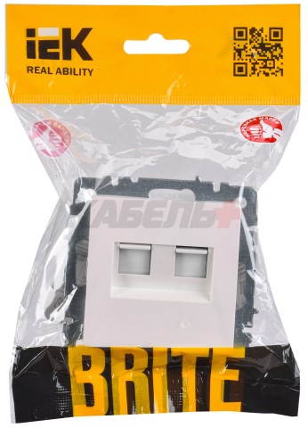 BRITE Розетка компьютерная двойная кат.5E RJ45 РК10-2-БрЖ жемчуг IEK