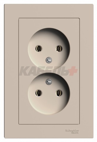 ATLASDESIGN РОЗЕТКА двойная без заземления, 16А, в сборе, ПЕСОЧНЫЙ