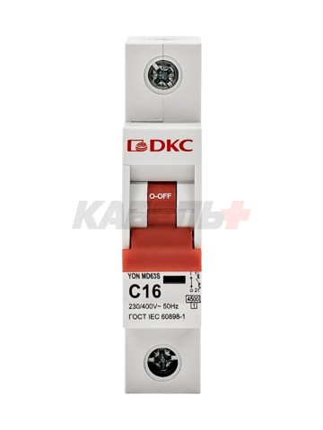 Автоматический выключатель YON max типа MD63S, 4,5кА, 1 полюс, хар-ка C, 16А DKC