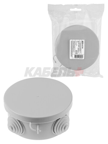 Распаячная коробка ОП D85х40мм, крышка, IP54, 4вх.  инд. штрихкод TDM
