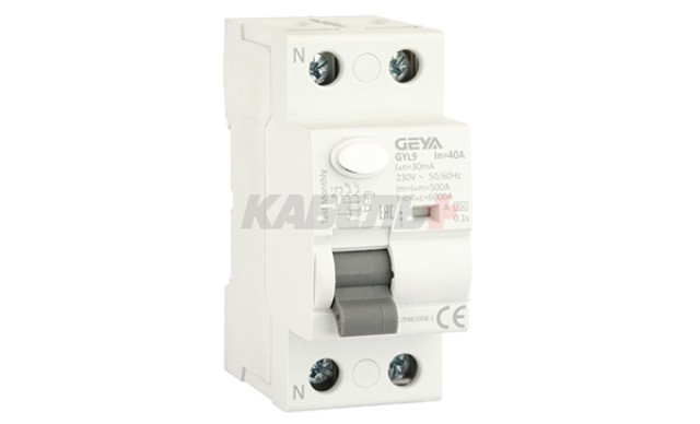 УЗО GYL9-2P-40A-30mA, 2P, 40A, 6 kA, 30mA, тип A, 2M