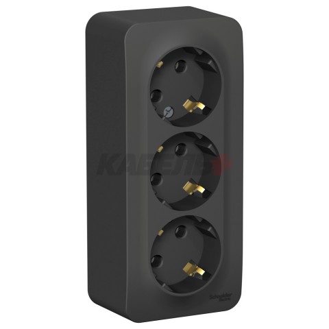 BLANCA О/У РОЗЕТКА 3-я с заземлением без шторок, ИЗОЛ.ПЛ., 16А, 250В, АНТРАЦИТ