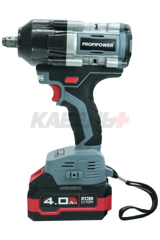 Аккумуляторный бесщеточный ударный гайковерт E0186 PROFIPOWER T-900N (20В, Li-ion-1шт, 4.0Ач, 900Нм, ударные головки 17/19/21мм, З/У, в кейсе)