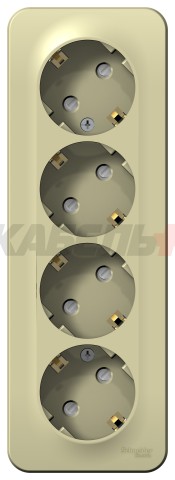 BLANCA О/У РОЗЕТКА 4-я с заземлением со шторками, ИЗОЛ.ПЛ., 16А, 250В, БЕЖЕВЫЙ