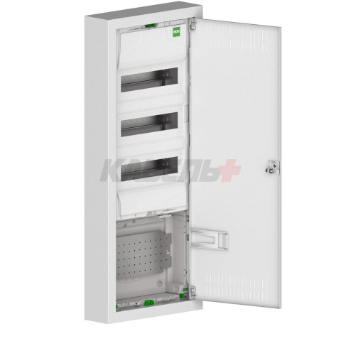 Щит настенный MSF TWIN RN комбинированный,3*12М+1xМП перф., N/PE-шинки, 1xSCHUKO, мет. дверь, белый RAL9016, 358x853x100mm, IP30