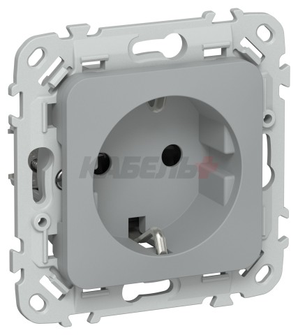 FLITE Розетка с заземлением с защитными шторками безвинтовое крепление 16А РСш11-1-ФлС серый IEK